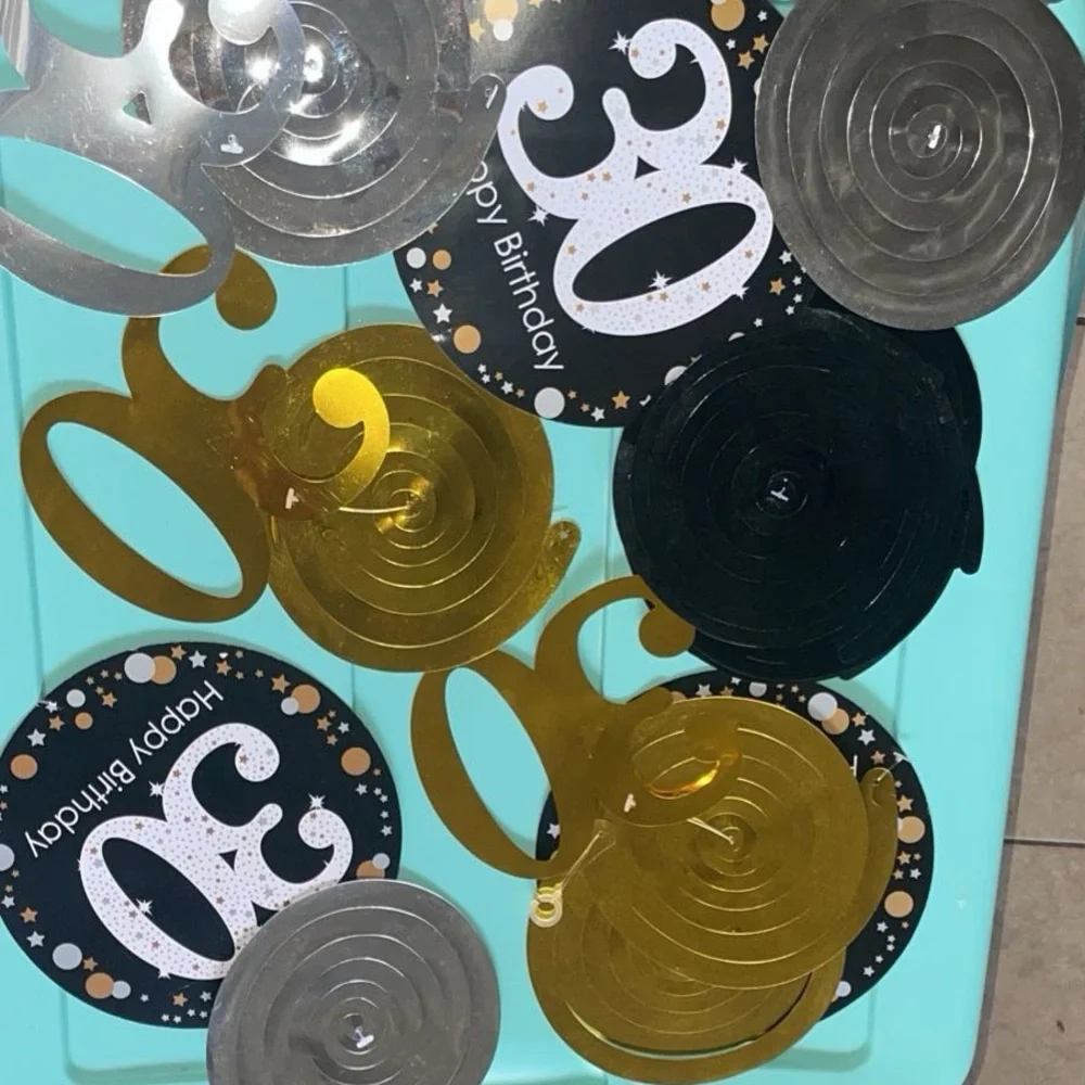 NEW Dirty thirty 30 gold/black/silver party decorations dangles